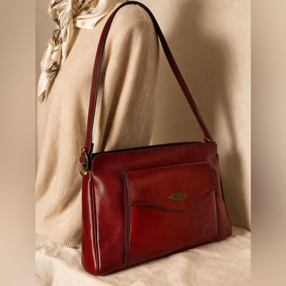 Vintage Etienne Aigner Handmade Oxblood Red Leather Shoulder Bag Purse RARE EUC - Picture 14 of 14